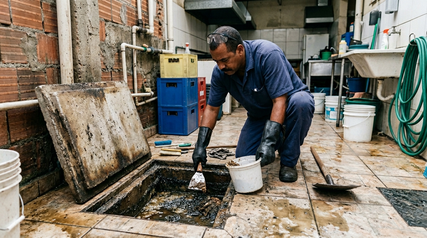 Limpeza de caixa de gordura residencial em Palmas‑TO